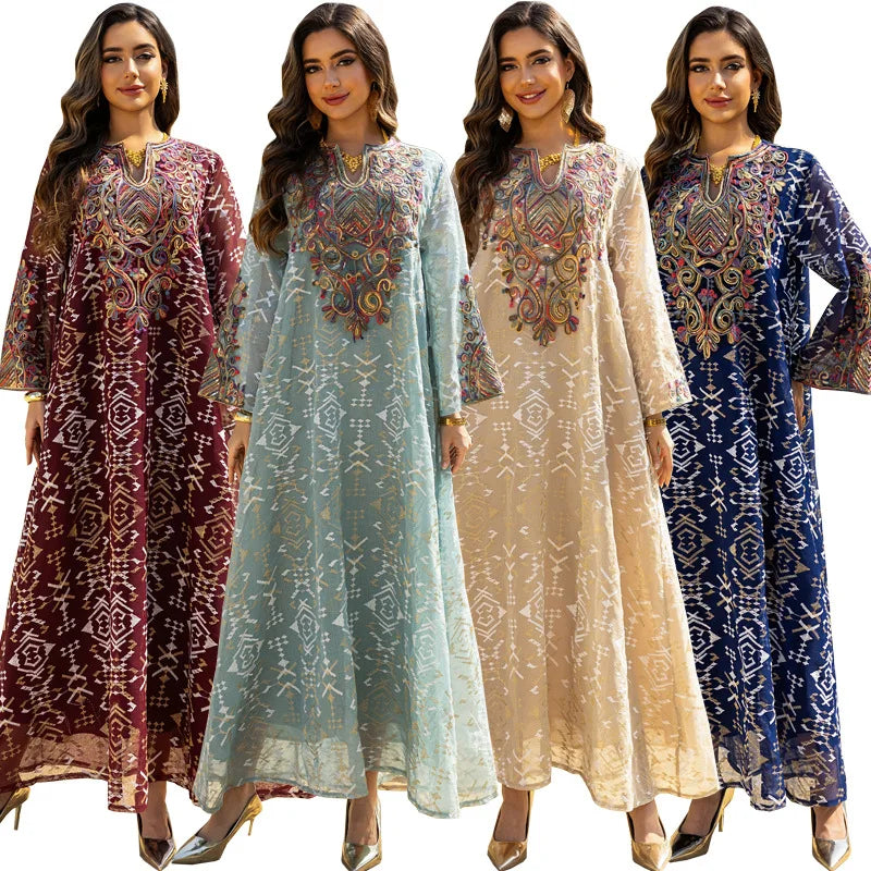 Abaya Handmade Embroidered Tulle Flowing Elegant Modest Stylish Traditional LADYLYS