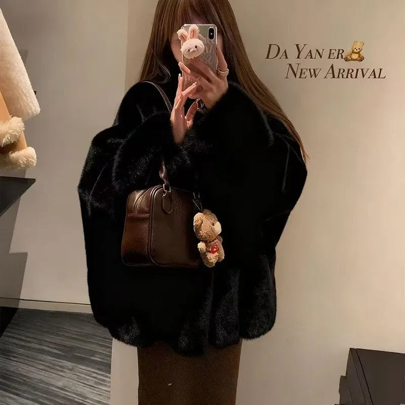 Women's Relaxed-Fit Faux Mink Fur Jacket