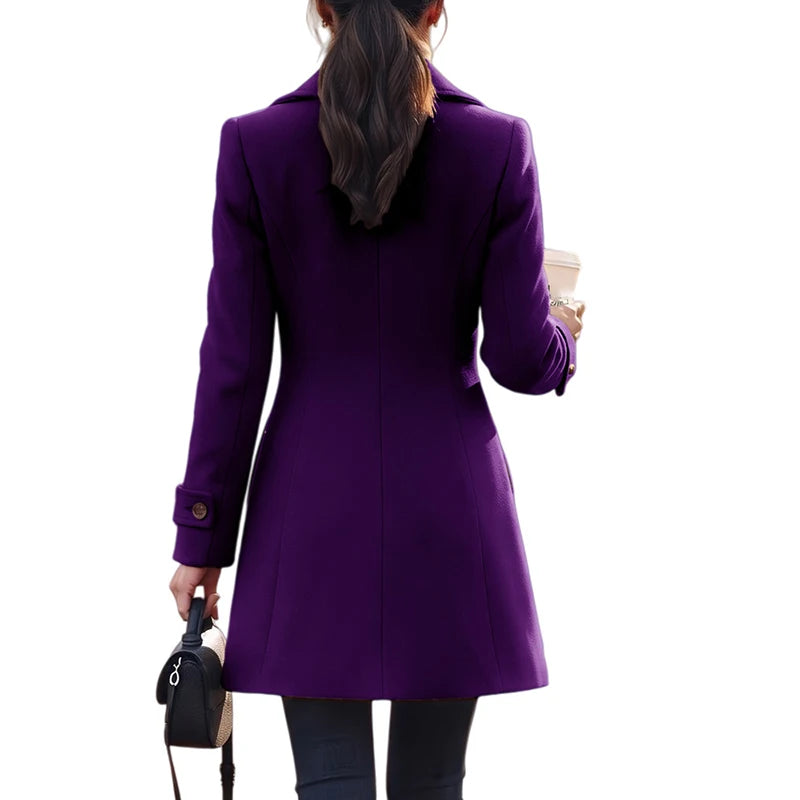 Women's Vintage Double-Breasted Jacket with Pockets