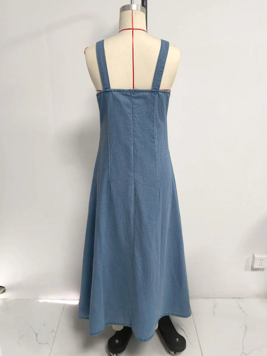 Women Denim Suspender Dress Sleeveless Overall Dresses Distressed Backless V Neck Button Washed Vestidos Summer Sundress A Line LADYLYS