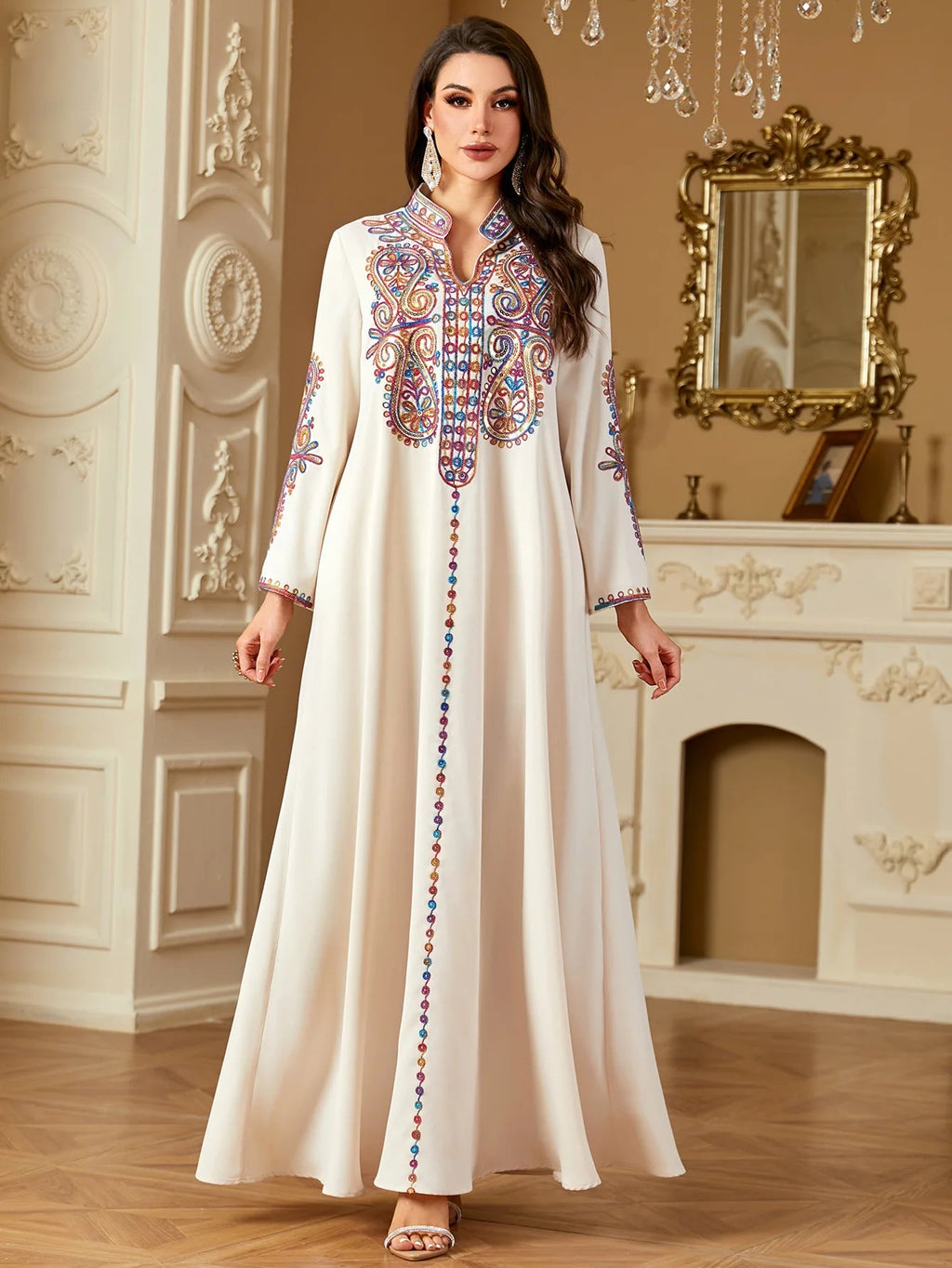 Muslim Eid Dress for Women Embroidery Abaya Party Caftan LADYLYS