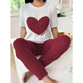 Two-Piece Pajamas Set Sleepwear Heart Print Round LADYLYS