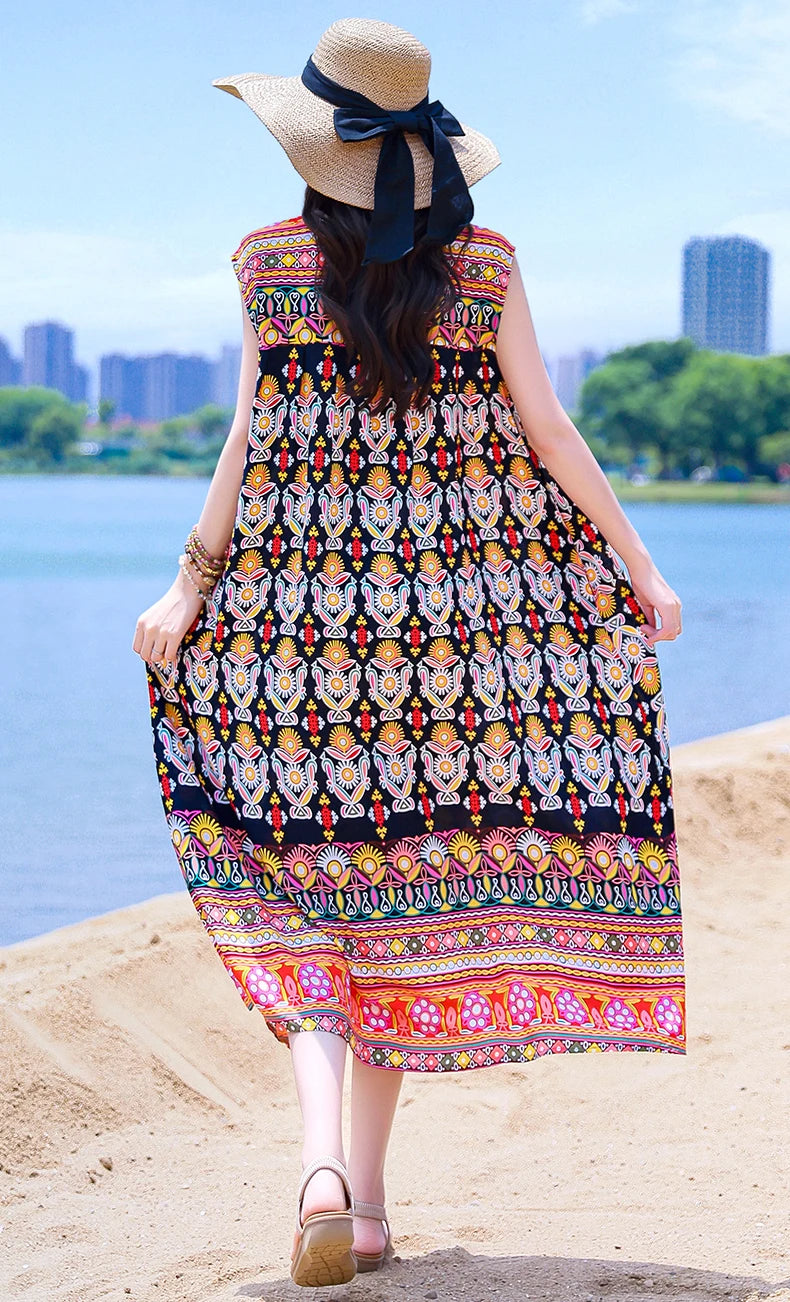 Casual Female Elegant  Print Knee-length 0-neck Floral Dress LADYLYS