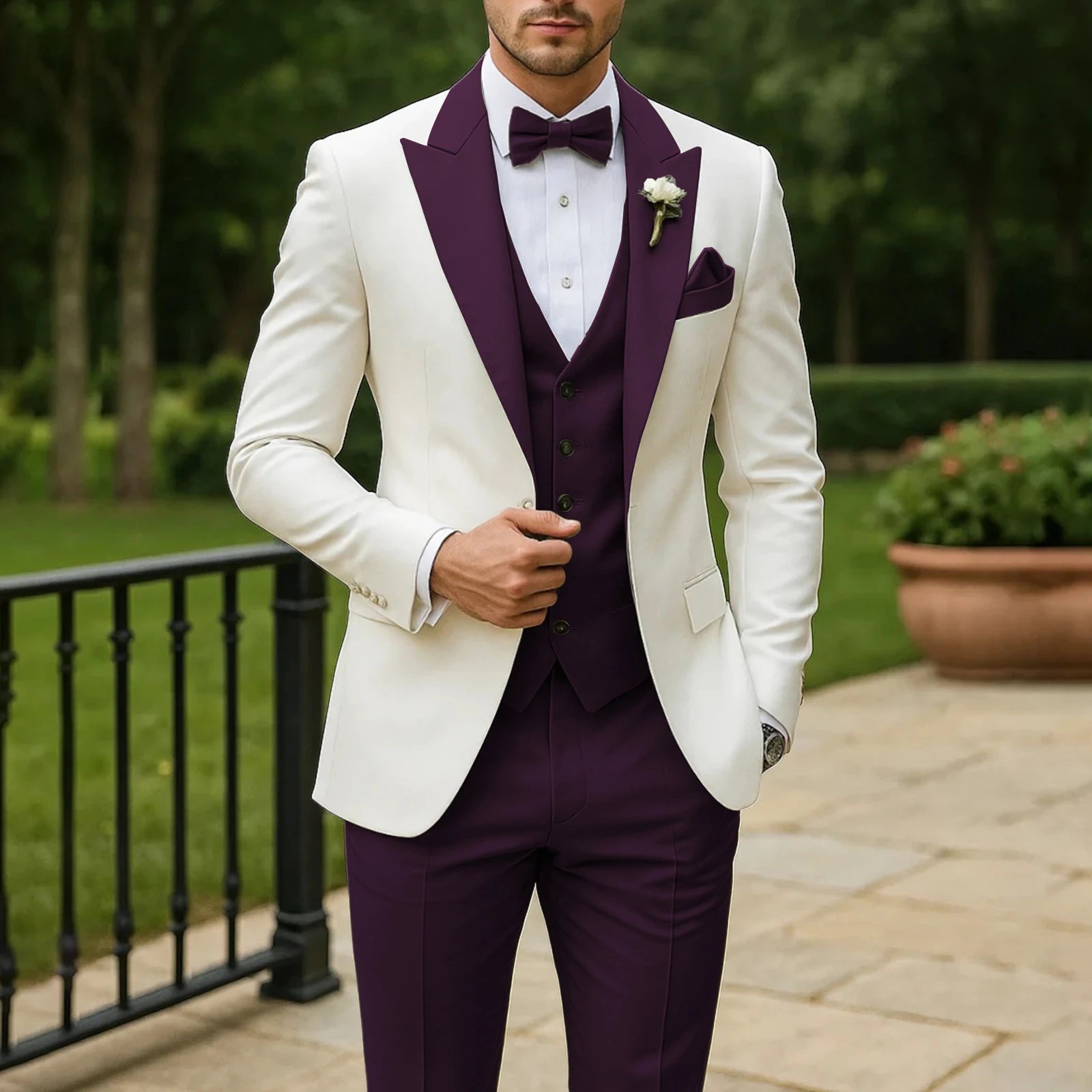 3 Piece Formal Men Suit Groom Groomsman Wedding Party Prom Business Male Tuxedos Set Blazer Vest Pants LADYLYS