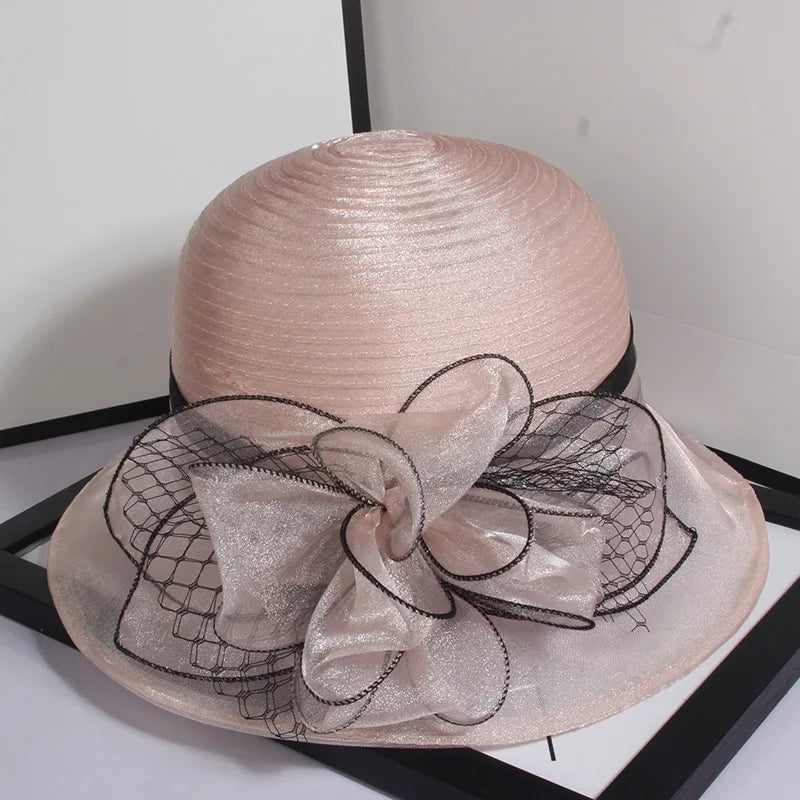 Elegant Sunshade Hats Organza Fabric Summer Floral LADYLYS