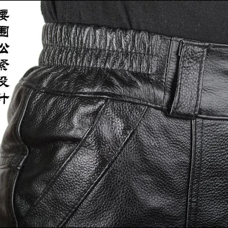 Men's Genuine Leather Biker Pants