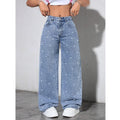Women's High-Waist Straight-Leg Jeans with Beaded Details