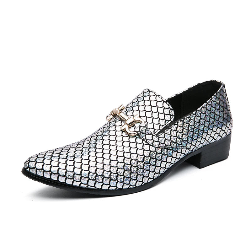 High-end banquet shoes, luxurious gold, pointed toe in genuine leather, large sizes: 38-48 LADYLYS