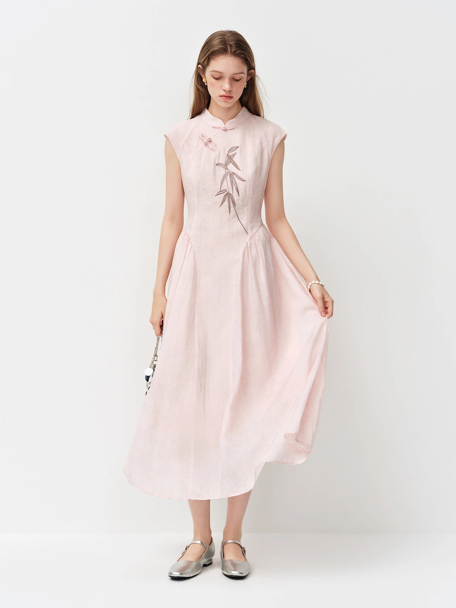 Style Embroidery Slim-Fit Long Dress for Women LADYLYS