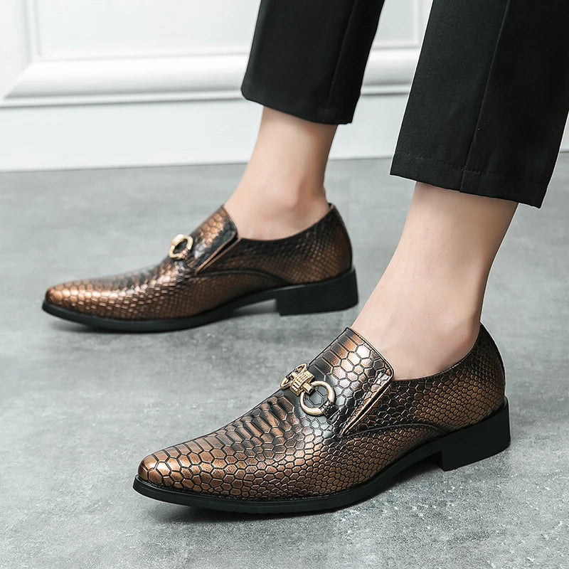 Retro Bronze Loafers Shoes Pointed Luxury Brand Comfortable for Men LADYLYS