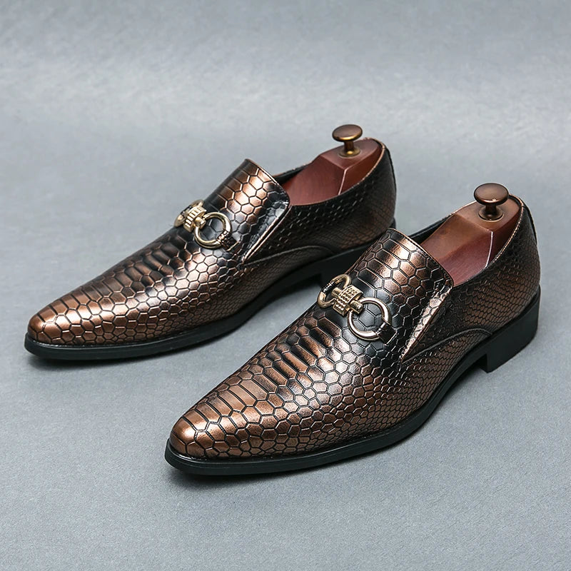 Retro Bronze Loafers Shoes Pointed Luxury Brand Comfortable for Men LADYLYS