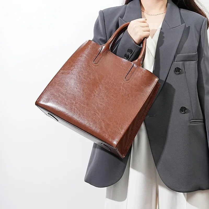 Genuine Leather Shoulder Bag for Women – Coffee Brown & Wine Red