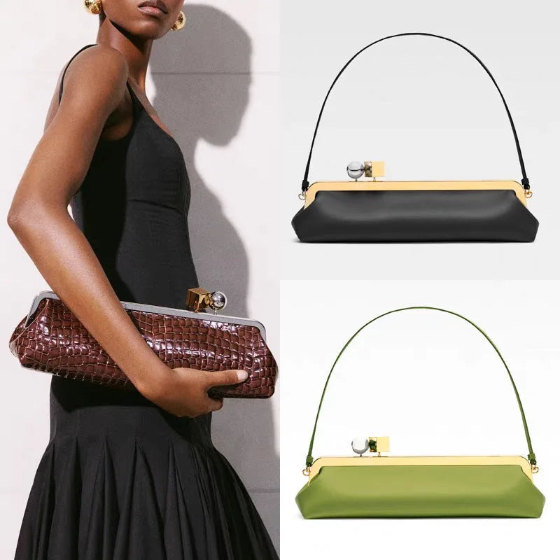 Long Clutch Luxury Designer Kiss Lock Elegant Party Purses Trend Underarm Bag LADYLYS