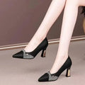 Women's Crystal-Embellished Pointed-Toe Block-Heel Pumps