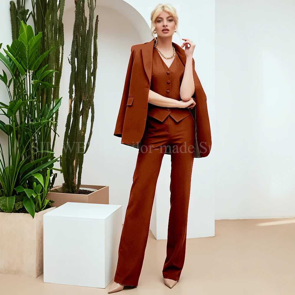 Chic Green 3-Piece Women's Suit – Slim Fit Blazer, Pants & Vest | Formal Office Set