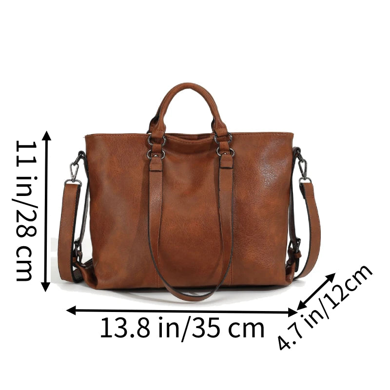 Soft PU Tote Bag for Women – Multi-Pocket Shoulder Handbag
