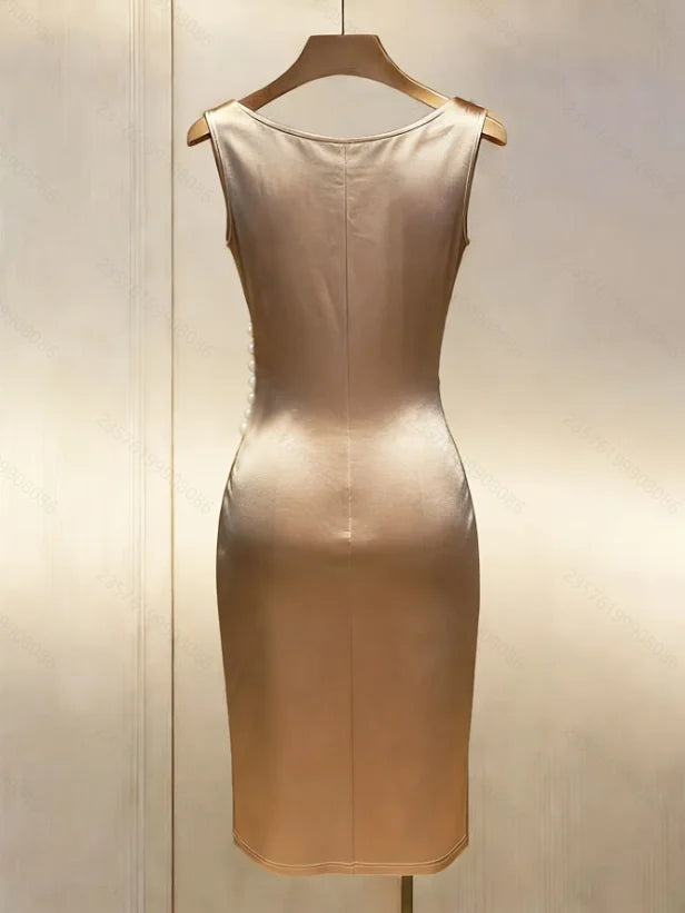 Fashion Summer Dresses for Women Elegant Sleeveless Women Dress White Slim Folds Dress Women Vestidos De Verano Mujer LADYLYS