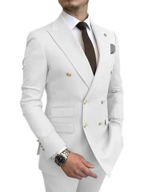 Jacket Pants Gold Buttons Party Tuxedo Dress Double Breasted Men Suits LADYLYS