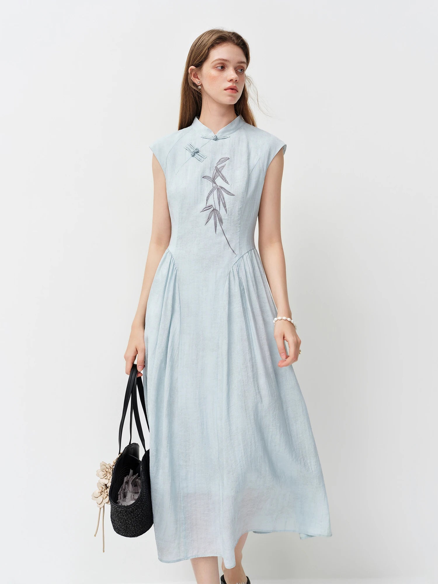 Style Embroidery Slim-Fit Long Dress for Women LADYLYS