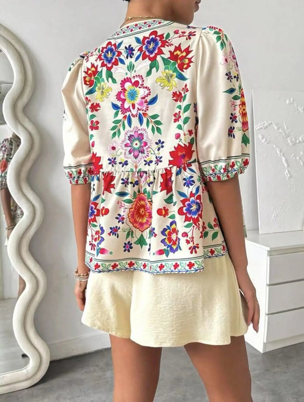 Printed Cardigan Short-sleeved Top Shorts 2-piece Set LADYLYS
