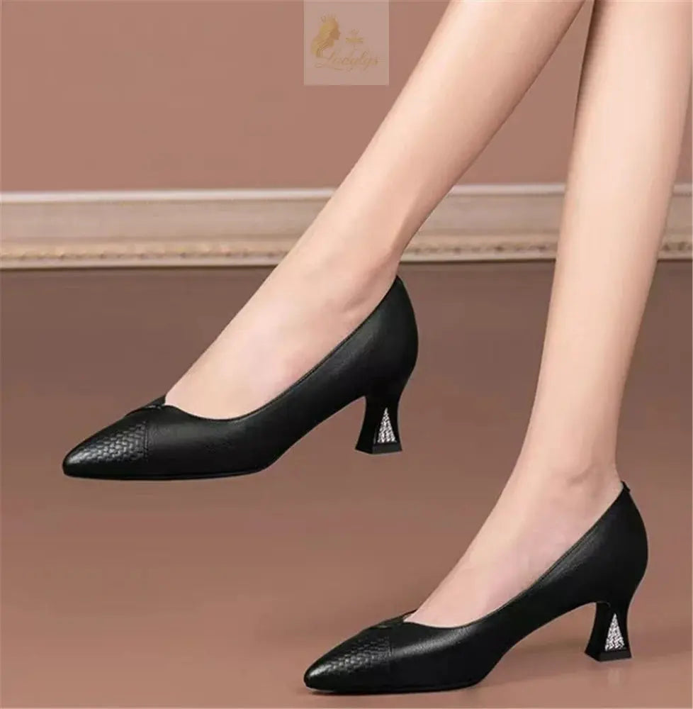 Cute Sweet Navy Blue High Quality Floral Crystal Comfort Pumps Lady Fashion LADYLYS