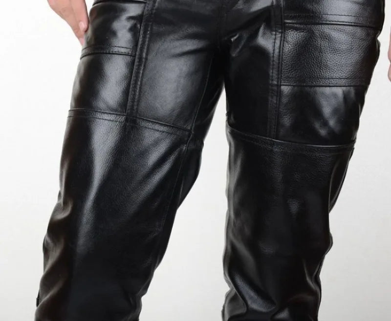 Men's Genuine Leather Biker Pants