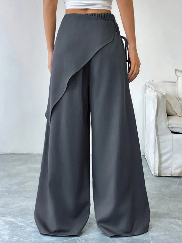 Women's Asymmetrical High-Waist Wide-Leg Pants