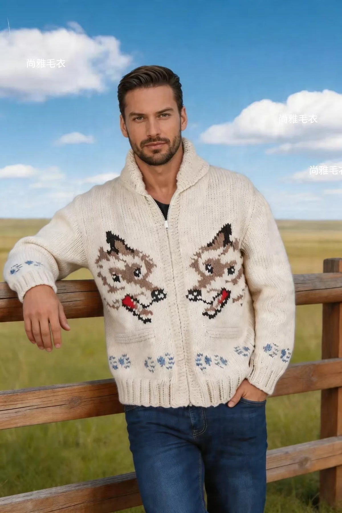 Men's Plaid Zip-Up Sweater Jacket