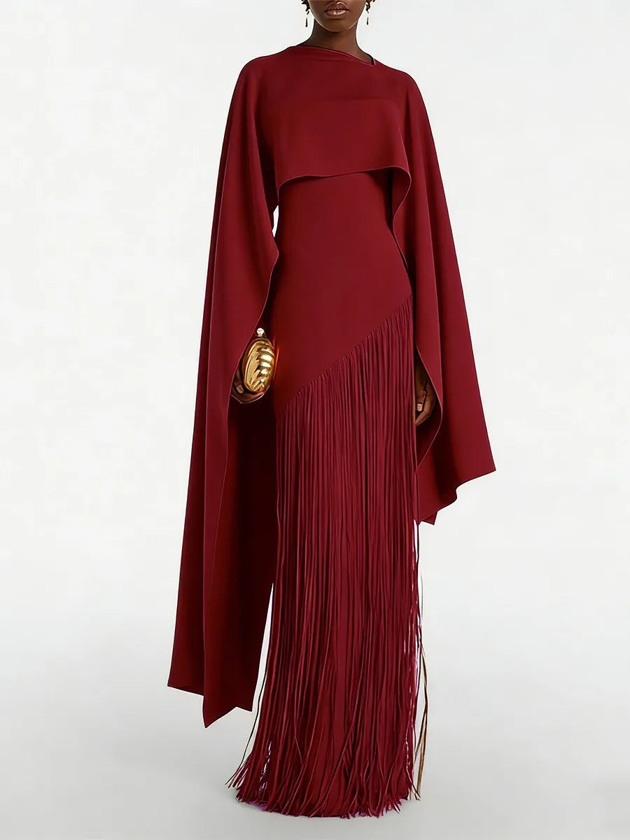 Solid Spliced Tassels Temperament Dress Elegant LADYLYS