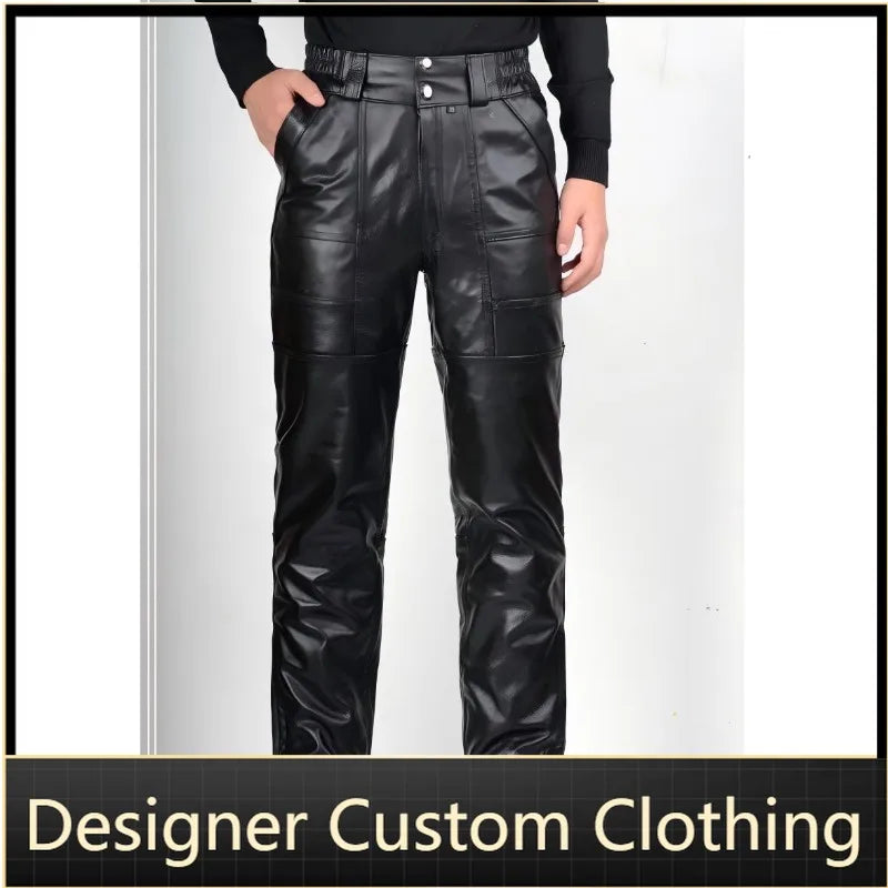Men's Genuine Leather Biker Pants