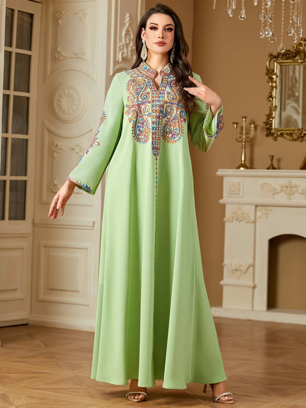 Muslim Eid Dress for Women Embroidery Abaya Party Caftan LADYLYS