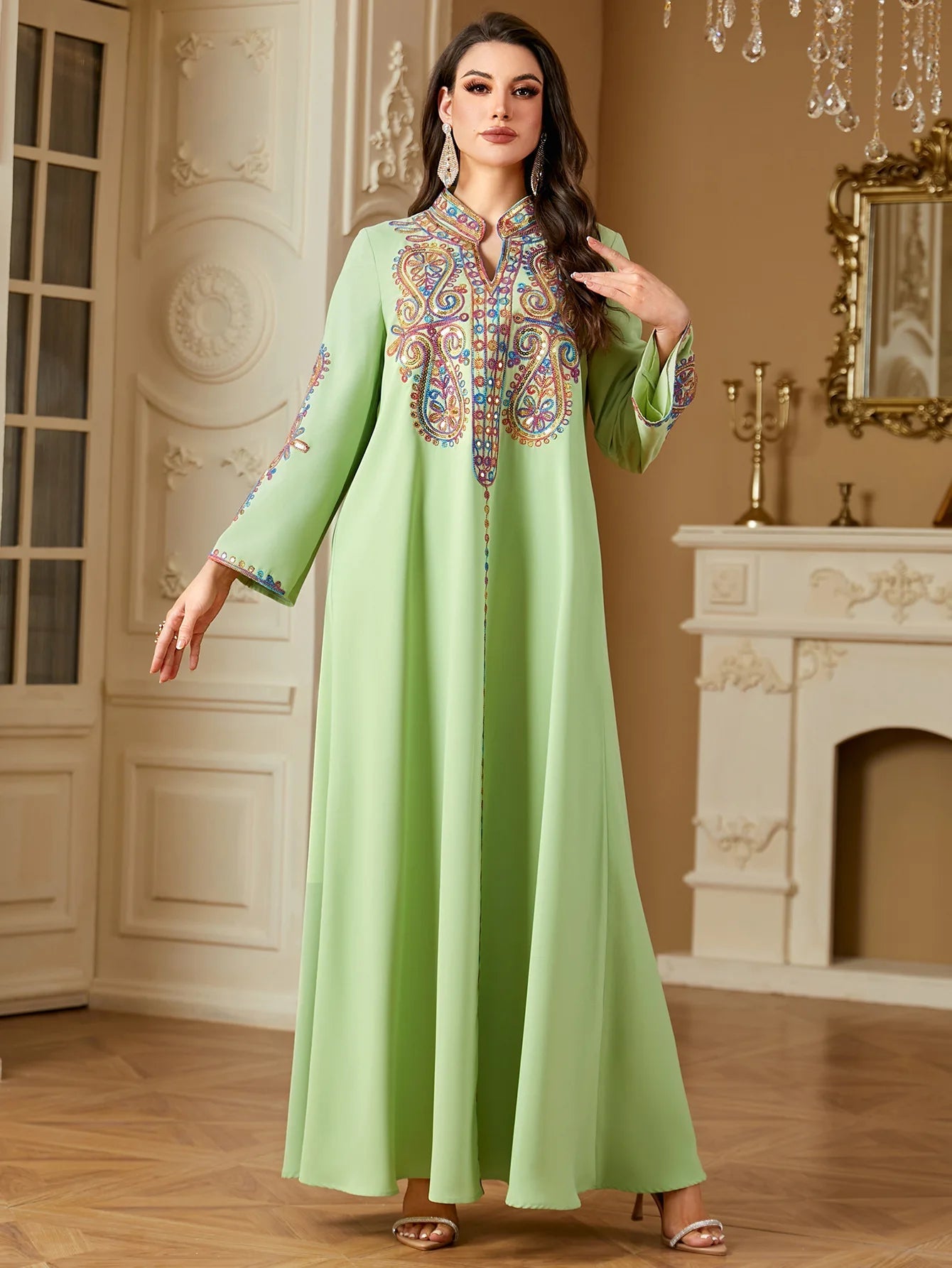 Muslim Eid Dress for Women Embroidery Abaya Party Caftan LADYLYS