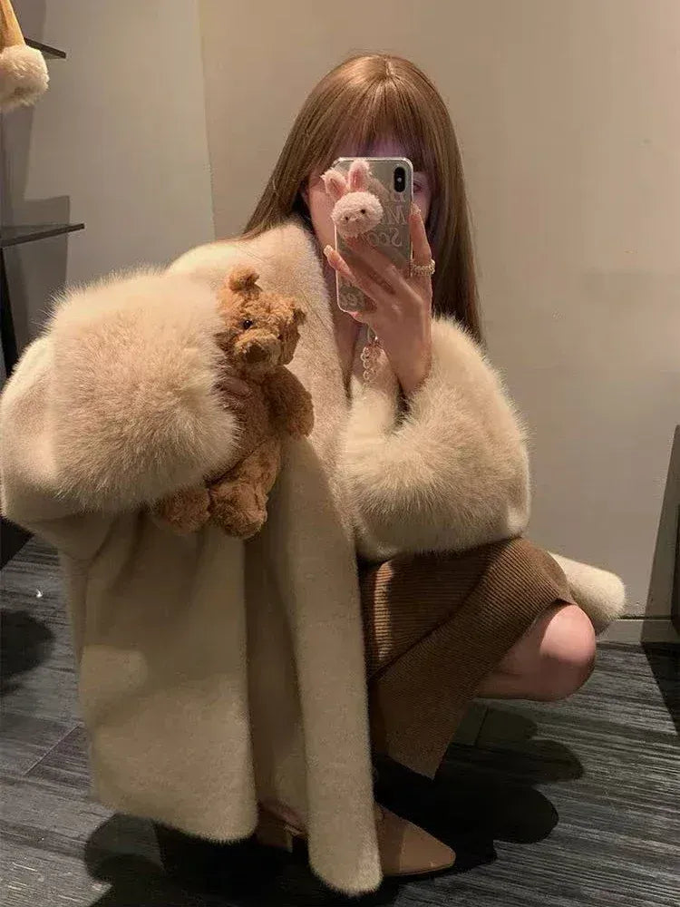 Women's Relaxed-Fit Faux Mink Fur Jacket