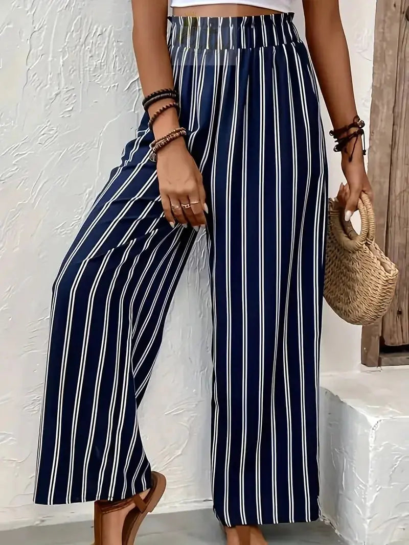 Striped Wide-Leg Pants Women loose Casual LADYLYS