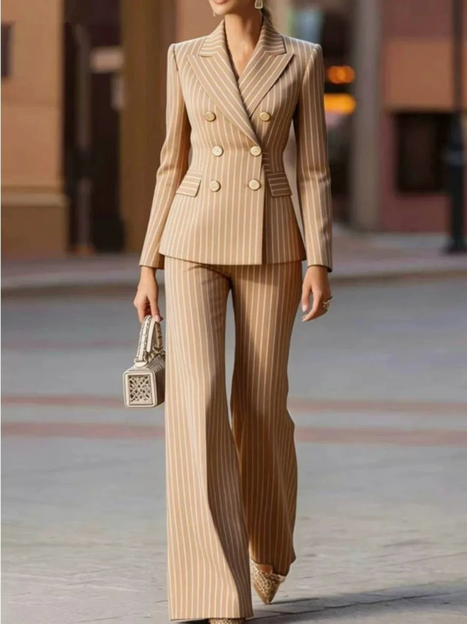 Women’s Striped Two‑Piece Business Suit – Blazer and Tailored Trousers LADYLYS
