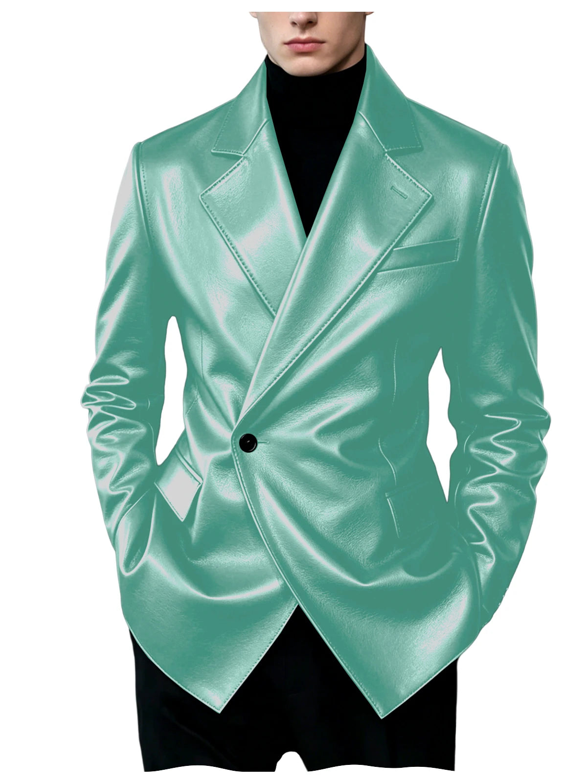 Men's Slim-Fit Faux Leather Blazer