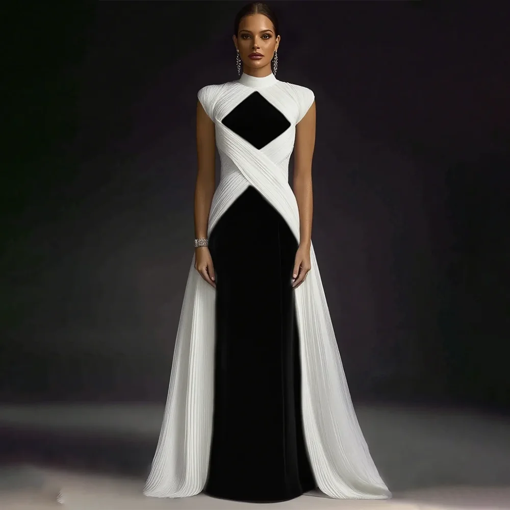 Mermaid Evening Dress High Neck Jersey Evening Gowns for Women LADYLYS