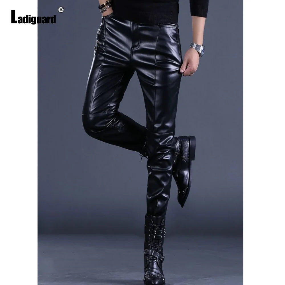 Men's Faux Leather Pencil Pants