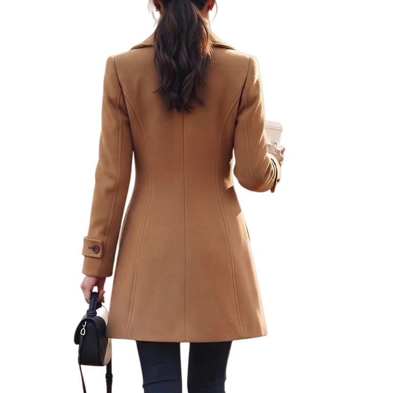 Women's Vintage Double-Breasted Jacket with Pockets