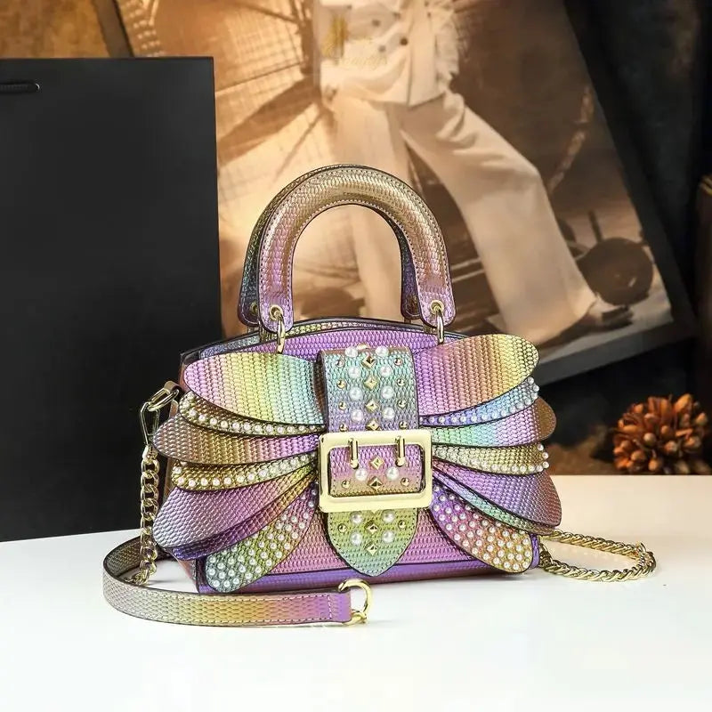 Pearl Riveted Wings Women Bag Real Leather Stylish Bag LADYLYS