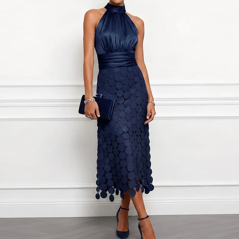 Sleeveless  Elegant Dress, Women Sumemr Solid Patchwork LADYLYS
