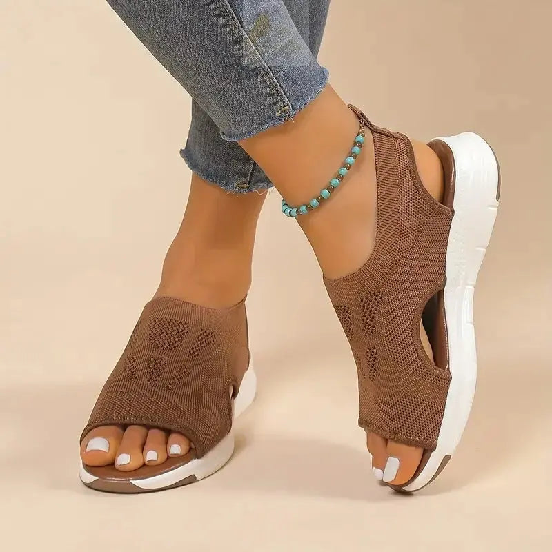 Comfortable Round Toe Thick Sole Solid Color Shoes Mesh Breathable LADYLYS