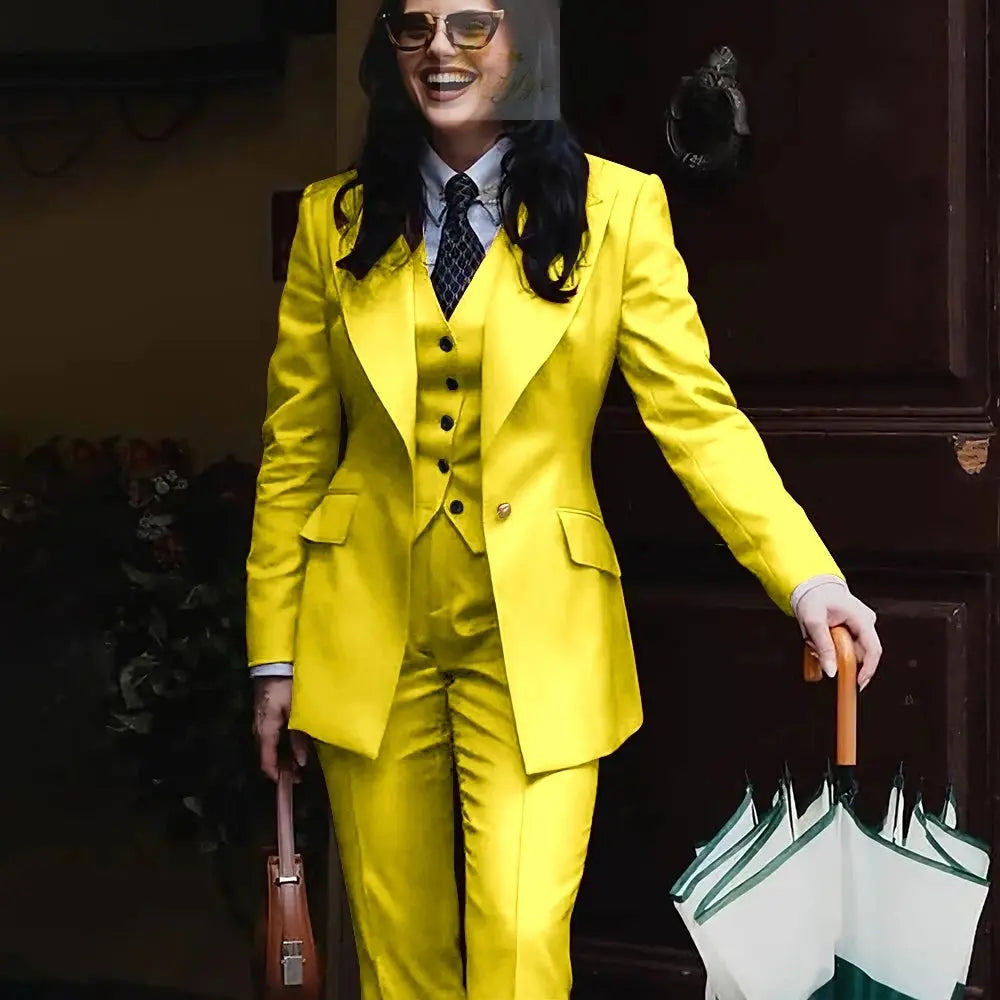 Women's Jacket Pant Sets 3Piece Suit Single Button Professional Outerwears LADYLYS
