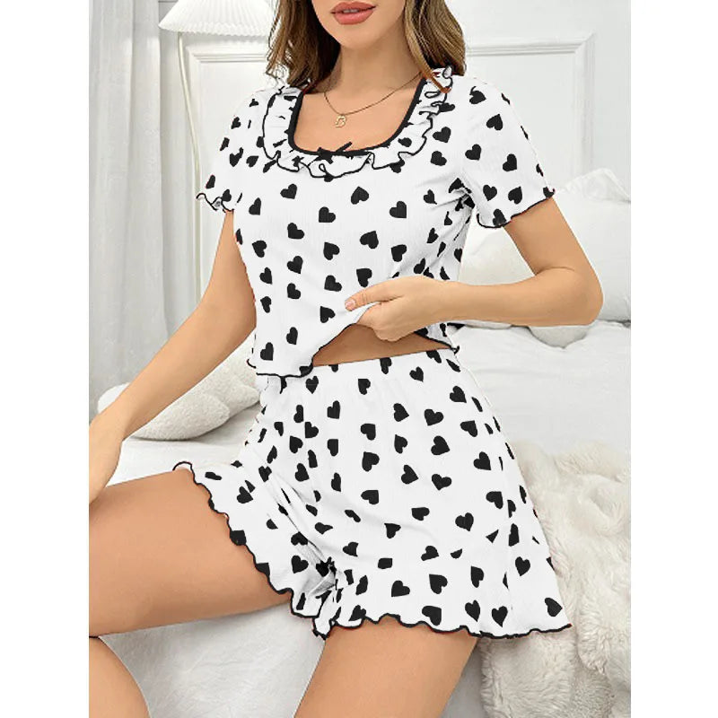 Women's pajamas with love print set summer LADYLYS