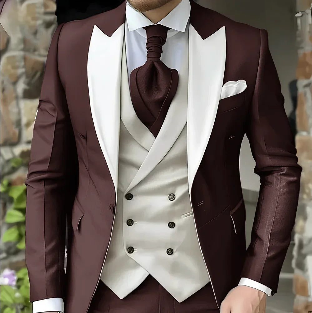 Elegant Peak Lapel Tuxedo 3-Piece Suit LADYLYS
