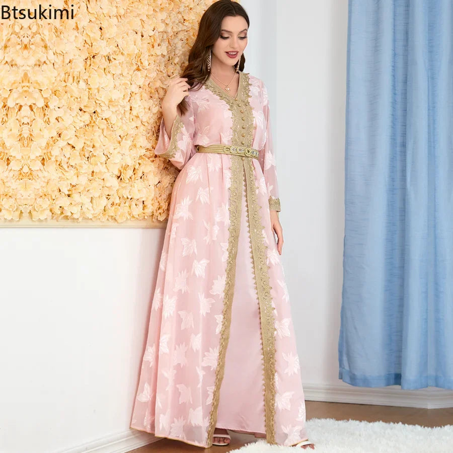 Ensemble 2 pièces pour femme musulmane, broderie, kimono arabe Matutina-Chic