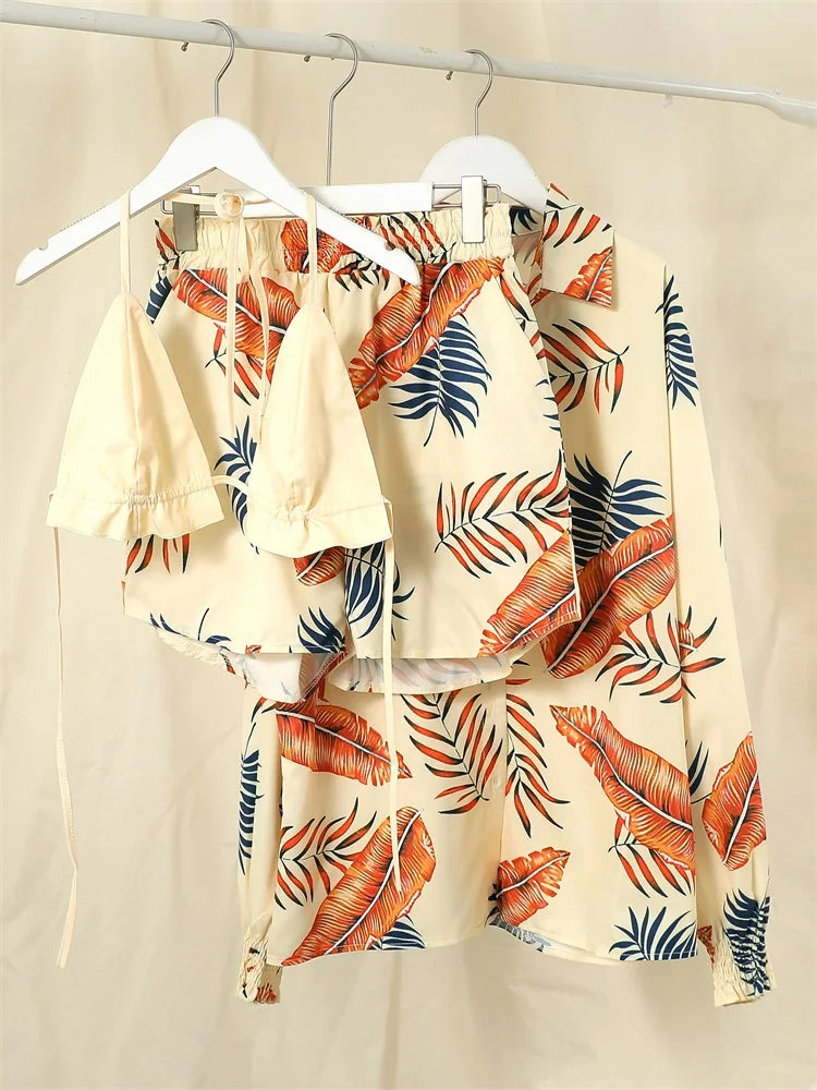 Three Pieces Swimwear Sexy Beachwear Bathing Suit Shorts Cover Up LADYLYS