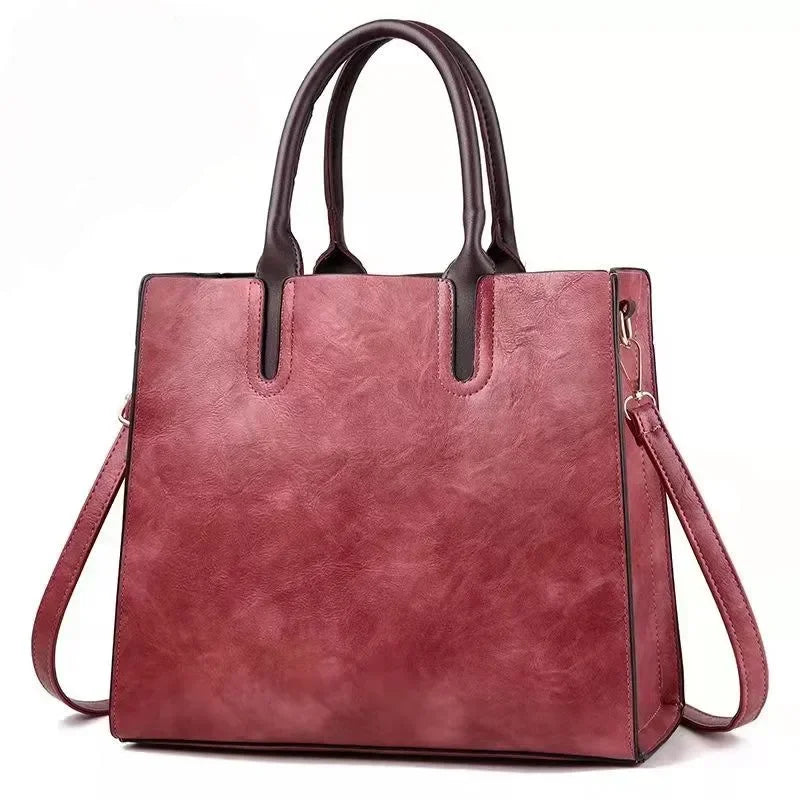 Women's PU Leather Tote Bag – Large Capacity Shoulder Bag