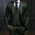 Men’s Plaid Three-Piece Suit for Weddings and Business