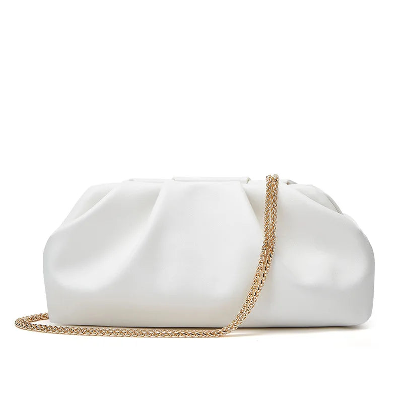 Folded Cloud Bag New Foreign Trade Style, Trendy Silver Handbag LADYLYS